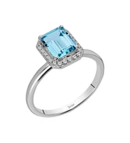 Sirius Pırlanta ve Emerald Kesim Mavi Topaz Yüzük 0731R0036