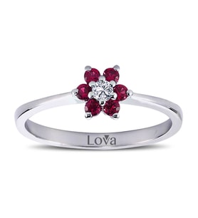 Lova Pırlantalı Yakut Papatya Yüzük - 1020244