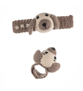 Cuddly Amigurumi Köpekcik Çıngıraklı Bileklik -Kahve