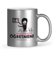 BK Gift Kişiye Özel Matematik Öğretmeni Gümüş Yaldızlı Kupa Bardak  1