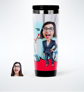 BK Gift Kişiye Özel Bayan Ceo Karikatürlü Çelik Termos Bardak  2