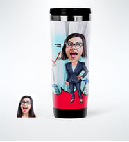 BK Gift Kişiye Özel Bayan Ceo Karikatürlü Çelik Termos Bardak  2