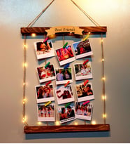 Kişiye Özel 12 Fotoğraflı Led Işıklı İpli Fotoğraf Çerçevesi Panosu Arkadaşa Hediye