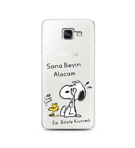 Snoopy Tasarımlı Süper Şeffaf Silikon Telefon Kılıfı Samsung A5 (2016)