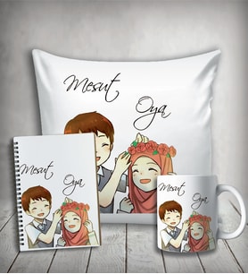 Kişiye Özel Sevgili Aşk Yastık & Kupa & Defter