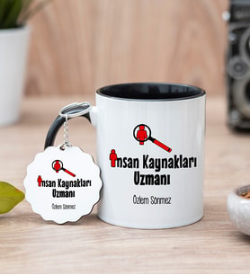 İnsan Kaynakları Uzmanı Siyah Kupa Bardak Ve Anahtarlık Set