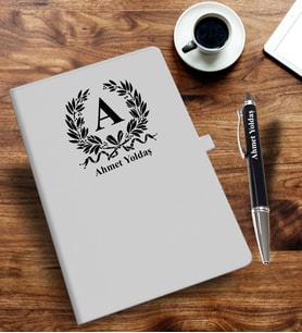 Kişiye Özel Harf Tasarımlı  İsme Özel Defter ve Kalem
