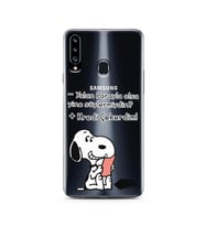 Snoopy Tasarımlı Süper Şeffaf Silikon Telefon Kılıfı Samsung A20s