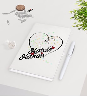 BK Gift Kişiye Özel Sevgililer Günü Beyaz Defter Kalem Seti-11