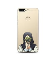 Kapalı Çiçekli Kız Tasarımlı Süper Şeffaf Silikon Telefon Kılıfı Huawei Honor 7C