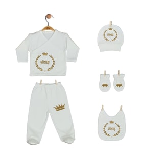 Pia Baby GL 2007 İsme Özel Taçlı Beşli Zıbın Set
