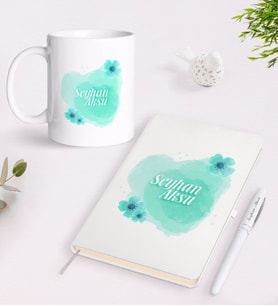 BK Gift Kişiye Özel Kadınlar Günü Tasarımlı Beyaz Defter Kalem ve Kupa Seti-10 (Model 1)