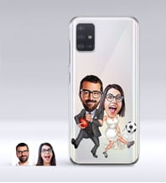 BK Gift Kişiye Özel Sevgililer Karikatürlü Samsung Galaxy A51 İnce Şeffaf Silikon Telefon Kapağı-15 (Beyaz)