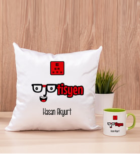 Optisyen Kare Yastık ve Yeşil Kupa Bardak