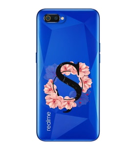 Pembe Çiçekli Harf Tasarım Süper Şeffaf Silikon Telefon Kılıfı Oppo Realmi C2 Ş-