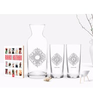 BK Gift Kişiye Özel Renkli Baskılı İsimli İkili Rakı Bardağı Karaf ve Cep Kitabı Hediye Seti-104 (Model 1)