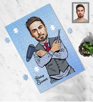 Kişiye Özel Berber Tasarımlı Karikatür A3 130 Parça Puzzle Bay-1