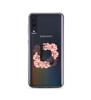 Pembe Çiçekli Harf Tasarım Süper Şeffaf Silikon Telefon Kılıfı Samsung A50 L-Har