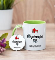 Fizyoterapist Yeşil Kupa Bardak Ve Anahtarlık Set