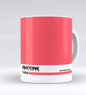 BK Gift Kişiye Özel İsimli Pantone 1456 Beyaz Kupa Bardak