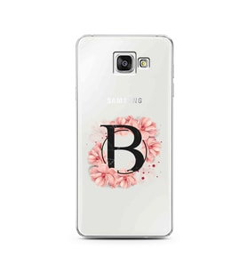 Pembe Çiçekli Harf Tasarım Süper Şeffaf Silikon Telefon Kılıfı Samsung A3 (2016)