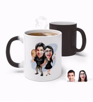 BK Gift Kişiye Özel Sevgililer Karikatürlü Sihirli Kupa Bardak-18 (Beyaz)