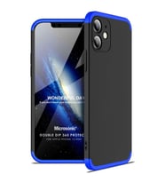 Microsonic Apple iPhone 12 Mini Kılıf Double Dip 360 Protective Siyah Mavi