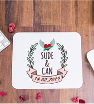 Çiftlere Özel İki İsimli Ve Tarihli Mouse Pad