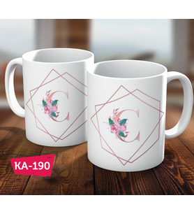 C Harf Pink Rose Baskılı Hediyelik Kahve Kupa Bardak