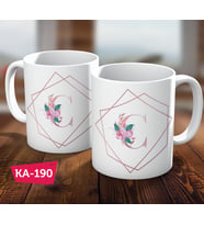C Harf Pink Rose Baskılı Hediyelik Kahve Kupa Bardak