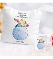 Küçük Prens İsme Özel Yastık Kupa Set (Beyaz)
