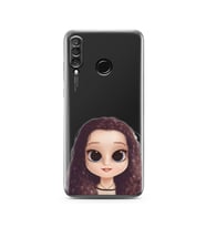 Kıvırcık Saçlı Kız Tasarımlı Süper Şeffaf Silikon Telefon Kılıfı Huawei P30 Lite