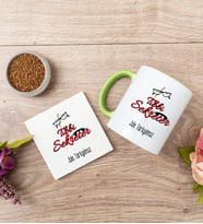 Tıbbi Sekreter Yeşil Kupa Bardak Ve Bardak Altlığı Seti
