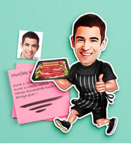 BK Gift Kişiye Özel Bay Chef Karikatürlü Ahşap Magnet-8 (Çok Renkli)
