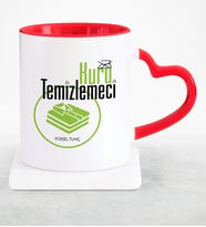 BK Gift Kişiye Özel Mesleki Kuru Temizlemeci Kırmızı Kalpli Kupa Bardak