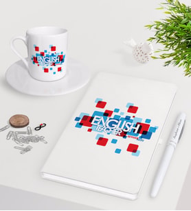 BK Gift Kişiye Özel İngilizce Öğretmeni Beyaz Defter Kalem Türk Kahvesi Fincanı Seti-12 (Model 1)