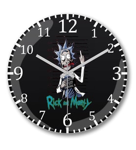Rick And  Morty  Duvar Saati Bombeli Gercek Cam