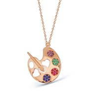 Gümüş Rose Resim Paleti Kolye - N102801