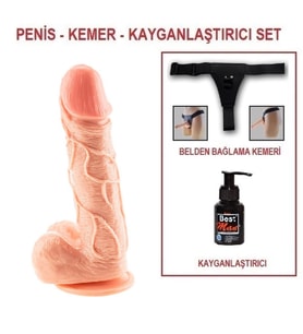 Lilitu Shop 18 cm Belden Bağlamalı Realistik Damarlı Vantuzlu Dildo Penis