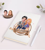 BK Gift Kişiye Özel Yılın En Mükemmel Çifti Karikatürlü Beyaz Defter ve Kalem Hediye Seti-50