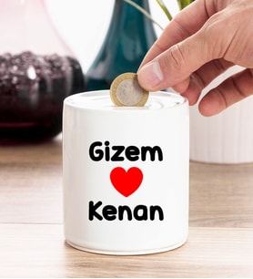 Sevgililere Özel İsim Yazılı Kişiye Özel Kumbara