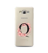 Pembe Çiçekli Harf Tasarım Süper Şeffaf Silikon Telefon Kılıfı Samsung A7 (2015)