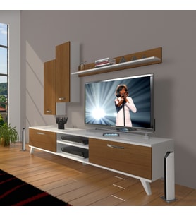 Decoraktiv Eko 7 Slm Dvd Retro Tv Ünitesi Tv Sehpası (Beyaz - Ceviz)