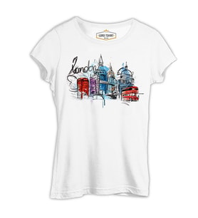 Londra - Kulübe Beyaz Kadın Tshirt
