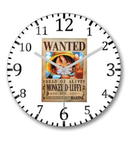 One Piece Wanted Luffy Duvar Saati Bombeli Gercek Cam