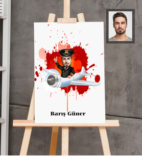 Kişiye Özel Pilot Karikatürlü  Ahşap Tablo 30x47 Bay-4