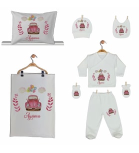Pia Baby GL 2010 İsme Özel Arabalı Yastık Battaniye Zıbın Set