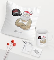 BK Gift Kişiye Özel Yılbaşı Noel Baba Temalı Beyaz Kupa Ayna Yastık Seti - 4