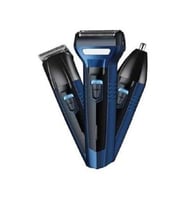 3'lü Set Saç Sakal Kesme Traş Makinesi Burun Kılı Alma 3in1 Pro Model Erkek Bakım MAVİ