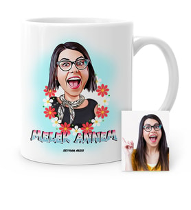 BK Gift Kişiye Özel Melek Annem Karikatür Beyaz Kupa Bardak